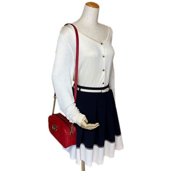 Gucci Shoulder Red Quilted GG Bag Hibiscus Marmont - Picture 5 of 5